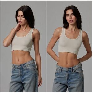TALENTLESS WOMENS CROP MODAL TANK BONE CREAM COLOR